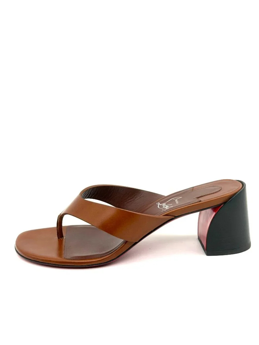 Christian Louboutin JANETONGA 55 Leather Thong Mule Sandals Heels Shoes - Picture 4 of 16